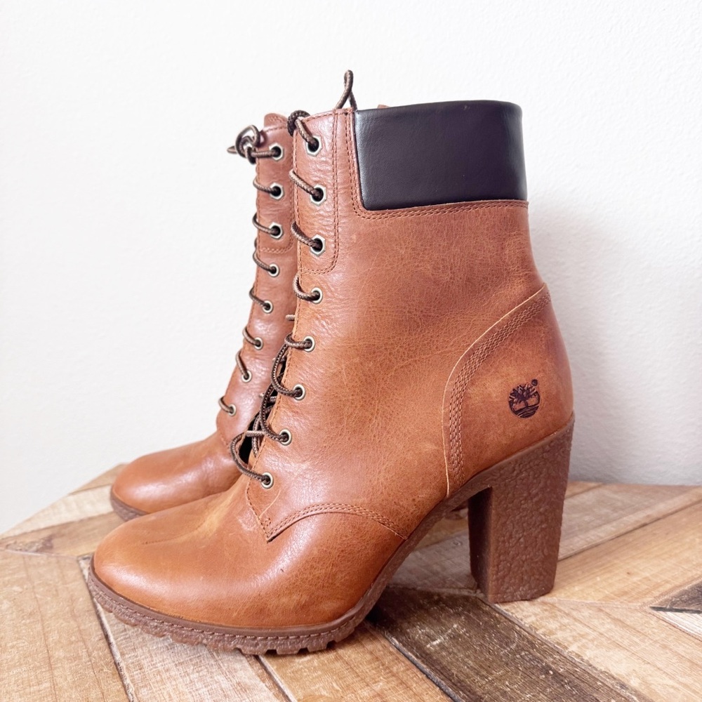 Timberland Glancy Tan Leather Heeled Boots - Picture 3 of 12